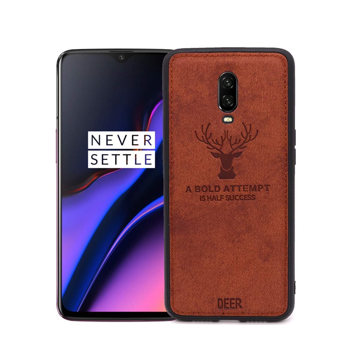 OnePlus 6T Case, Uniquely Designed with Soft Cloth Texture, Scratch Resistant and Anti Slip TPU Case for OnePlus 6T Smartphone [Coffee]