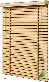 2" Slats Wooden Venetian Blinds for Windows 20" 28" 32" 36" 40" 48" 56" 64" 66" 70'' Windows Blinds for Bedroom Bathroom Living Room, Cordless Privacy Venetian Shades(Beige)