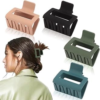 Ahoney 4 Pack Hair Clips: 2 Matte Clips, Square Claws for Thin and Thick Hair, Cute for Women