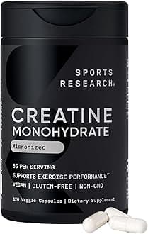 Creatine Monohydrate Capsules - Supports Workout Recovery, Lean Muscle gain, Performance and Strength* - Non-GMO, Vegan Certified - 5g per Servings - 30 Servings