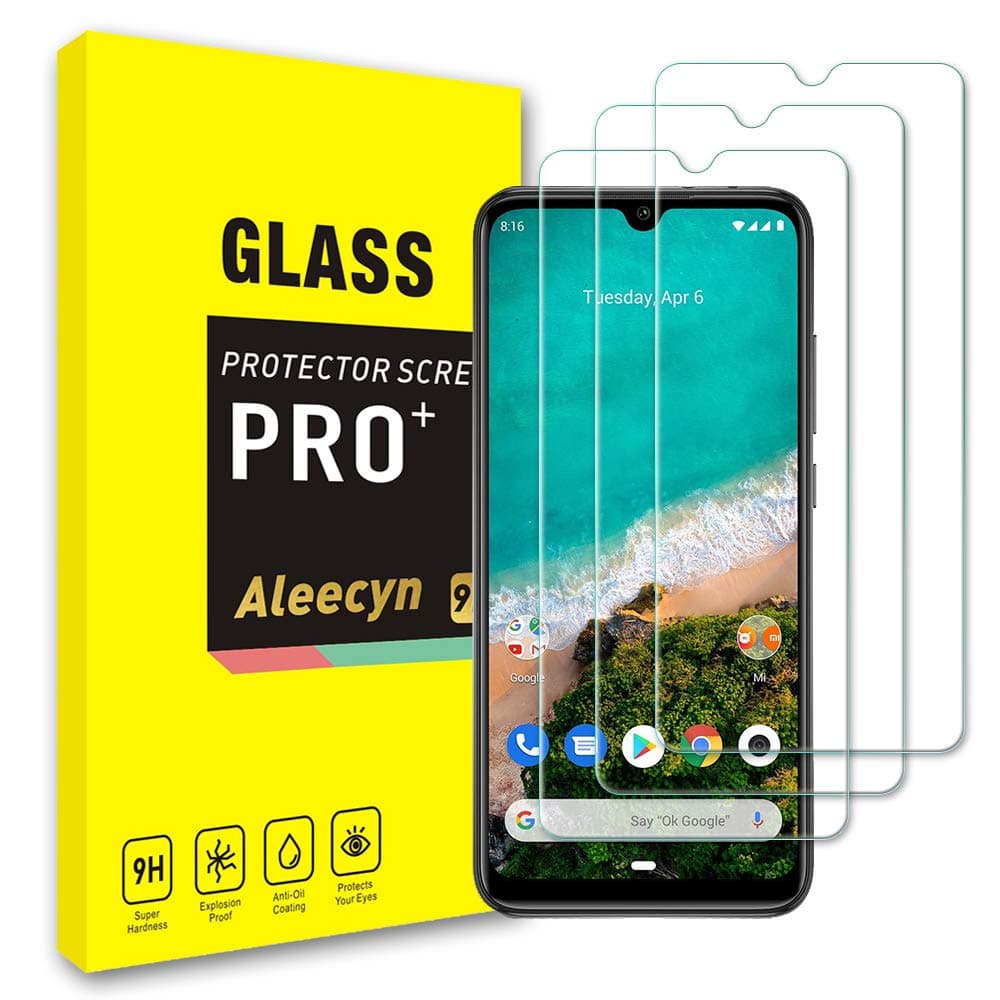 [3 Pack] Compatible with Xiaomi Mi A3 Screen Protector Tempered Glass, Protective Screen, 9H Hardness, High Definition, Bubble Free, Scratch Protection, Case Friendly, Tempered Glass Screen Protector for Xiaomi Mi A3