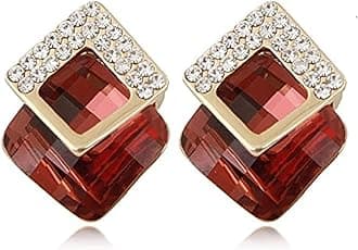 Shining Diva Fashion 18k Gold Plated Austrian Crystal Earrings for Women & Girls | Luxury Rhinestone Square Italian Designer Earrings | Latest Stylish Fancy Zircon Party Earring