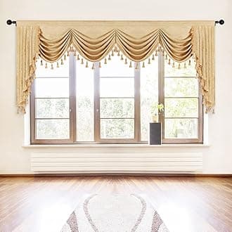 ELKCA Thick Chenille Window Curtains Valance for Living Room Luxury Gold Curtain Valance for Bedroom (W110inch, 1 Panel)