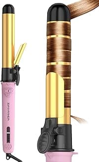 Rotating Curling Iron, Easy to Use Hair Curling Wand, Self Rotating Automatic Curling Iron, Dual Voltage Long Barrel for Hair Curls and Waves, 5 Heat Settings Waver Hair Tool