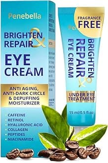 Under Eye Brightener for Dark Circles – 4 in 1 with Niacinamide, 5% Caffeine, Retinol & Peptides - Eye Cream Anti Aging for Reduce Wrinkles, Puffiness and Bags Under Eyes