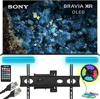 SonyXR83A80L BRAVIA XR 83" OLED 4K HDR Smart TV with Google TV 2023 Bundle with Monster Cables Home Theater Setup Package - Full Motion Mount, Monster HDMI Cables, & Sound Reactive RGB Light Strip