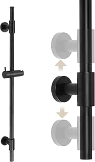 30-Inch Matte Black Shower Slide Bar with Adjustable Handheld Shower Head Holder for Bathroom Wall Mount 18/8 Stainless Steel, F209S78-BK