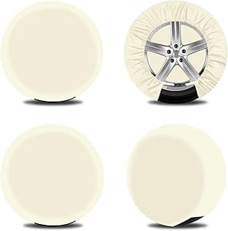 OutdoorLines Waterproof Spare Tire Covers Fits Diameters 30"-32" Set of 4, UV-Proof Wheel Cover Windproof Tire Protector, Universal Fits for RV, Jeep, SUV, Trailers, Camper, Van and Truck, Off White