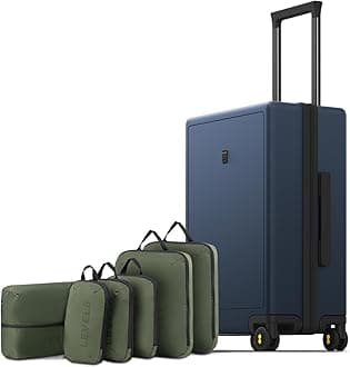 Carry on Luggage Airline Approved with 6 Set Packing Cubes, Small Carry on Suitcases with Wheels, Lightweight Hardside Textured Luggage for Travel, Tsa Approved, 20-Inch, Navy