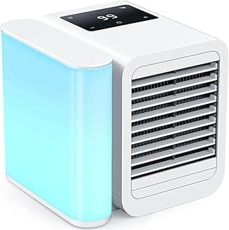 Portable Air Conditioner Cooling Fan: Evaporative Mini Air Cooler with 𝟳 𝗖𝗼𝗹𝗼𝗿𝘀 - USB Personal Air Cooler Desktop Ac Unit for Room Office Home (Cloud White)