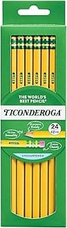 Ticonderoga Wood-Cased Pencils, Unsharpened, 2 HB Soft, Yellow, 24 Count