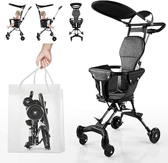 Lightweight Baby Stroller, Compact Stroller with One-Hand Fold, Travel Stroller for Airplane with Cup Holder, 5-Point Harness, Foot Cover, Canopy, Infant Stroller for 0-36 Month