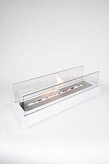 TriHome Tabletop Fire Pit, Portable Stainless Steel Table Top Firepit Bowl, Fireplace for Patio&Backyard Decor, Bioethanol Fire Place, Indoor&Outdoor S'mores Maker, Housewarming Gift, Medium, White