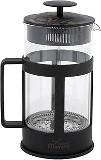French Press Coffee and Tea Maker, Borosilicate Glass Coffee Press, Stainless Steel Filter, Durable and Heat Resistant, Black (800 ml, 27 oz, 3 Cup)