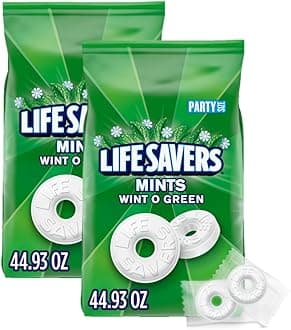 LIFE SAVERS Hard Candy - Wint-O-Green Breath Mint Bulk Bags, Individually Wrapped Candy, Party Size 44.93 oz Bag Pack of 2