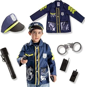 Kidwala Police Officer Role Play Costume Set - Kids Policeman Dress Up Pretend Outfit with Rescue Tools and Accessories Toys for Kids, Boys
