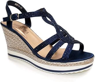 Womens Wedge Ladies Crystal Sparkling Sandal Shine Espadrille Platform Shoes Size UK