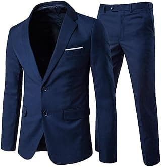 Allthemen Mens Suits 2 Piece Slim Fit Wedding Dress Suit Two Buttons Business Suit Blazer Casual Jackets Trousers