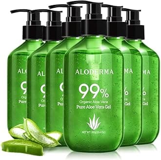 99% Organic Aloe Vera Gel Made within 12 Hours of Harvest - Pump Bottle - Lightweight Aloe Gel for Face and Body, Soothing and Hydrating Sunburn Relief, Great for Scalp & Hair - 6 x 10.6oz