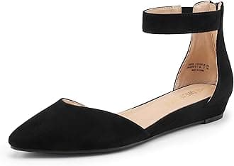 DREAM PAIRS Women's Low Wedge Pointed Toe Ankle Strap Dress Comfortable Casual Flats Shoes