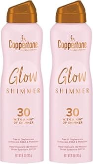 Glow Shimmer Sunscreen Spray SPF 30, Water Resistant Broad Spectrum SPF 30 Spray Sunscreen, Free From Parabens, PABA, Phthalates, Octinoxate and Oxybenzone, 5 Oz Bottle, Pack of 2