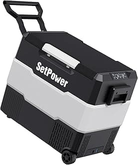 Setpower UPGRADED Dual Zone Electric Coolers for Vehicles AC/DC Portable Refrigertor 60QT Car Fridge 12V Refrigerator with Wheels 12 Volt Cooler for SUV, RV, Truck, Van, Camping Road Trip RV60D Pro