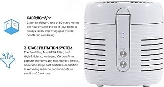Daewoo 2In1 Air Purifier With Fold Out Cooling Fan, Ultra Quiet, 3 Speed Settings, HEPA 11 Filter That Captures Allergens, Pet Hair, Smoke, Odour And Large Dust Particles For Cleaner, Breathable Air