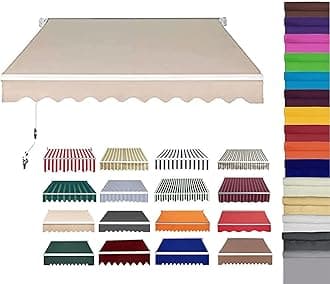 Retractable Patio Awning Replacement Fabric (Without Frame) Waterproof Shade Sun Shade Awning Cover Outdoor Patio Canopy Sunsetter Deck Awnings Polyester(B,(17x10ft) 5.2x3m)