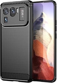 Sidande Case for Mi 11 Ultra Case, M2102K1G M2102K1C Case, Ultra Slim Phone Cover with Shock-Absorption Carbon Fiber TPU Rubber Protective Cases for Xiaomi Mi 11 Ultra Black