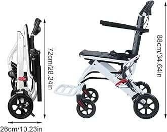YOXIER Lightweight Foldable Transport Wheelchair for Adults & Seniors, Supports 200lbs with Handbrakes