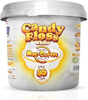 MacCorns - White Candy Floss Mega Bucket | Light & Fluffy Cotton Candy Floss Treat for Kids & Adults | Ideal for Parties, Desserts & Sweet Treat Tables