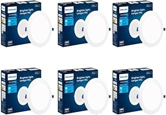 Philips Polycarbonate Astra Sleek 10-watt Round LED Downlighter|LED Ceiling Light for Home and Hall|Cut Out: 110 mm, Color: Cool Day Light, Pack of 6