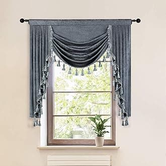 ELKCA Thick Chenille Window Curtains Valance for Living Room Waterfall Valance for Bedroom,Grey Valance (Grey, W39 Inch, 1 Panel)