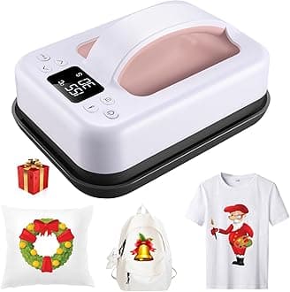 Heat Press Small Heat Press Machine for Heating Transfer, 7 × 5 inch Portable Easy Press Mini Heat Press for DIY Christmas Gift,T Shirts, Hats, Bags.etc(Pink)