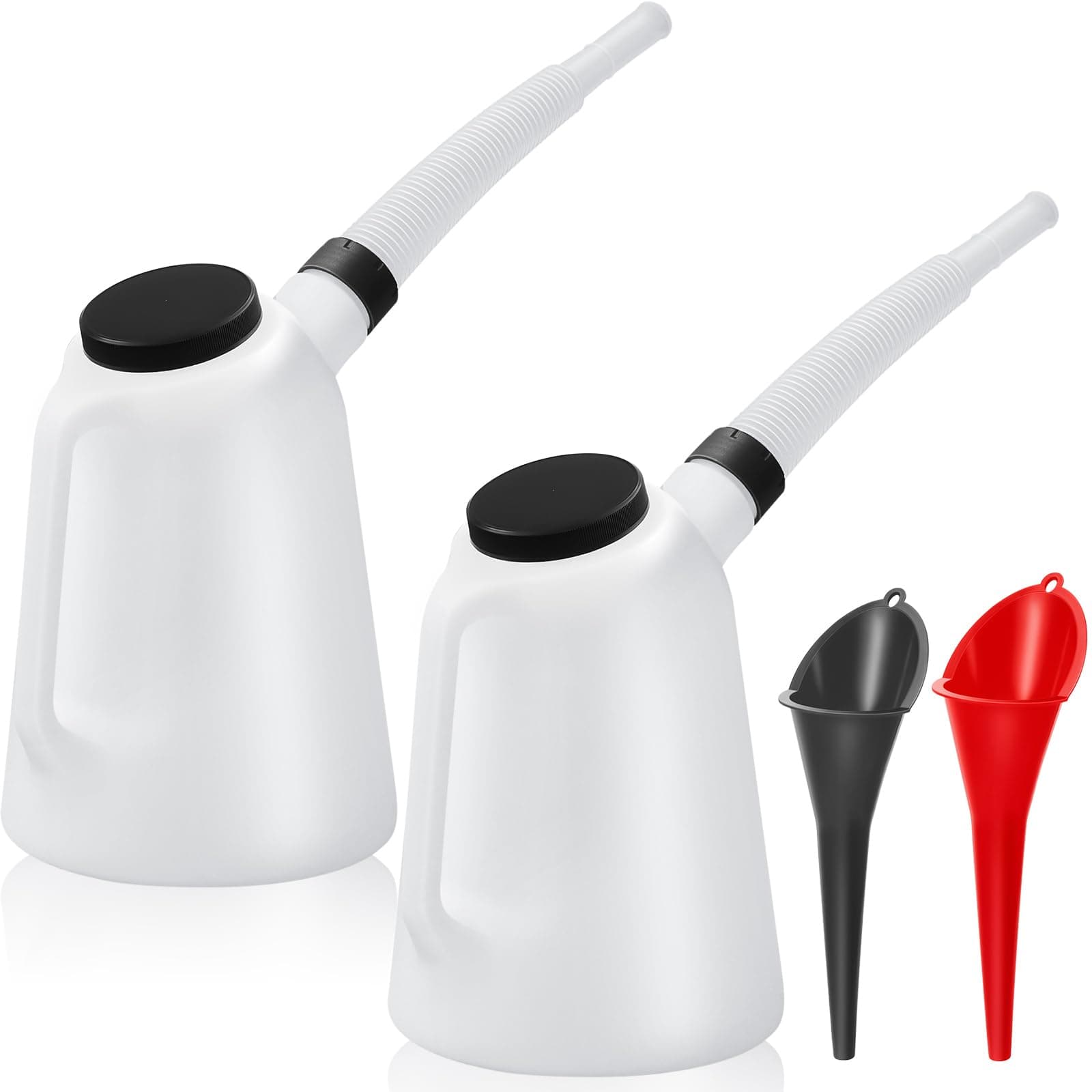 Tioncy 2 Pack 5 Quart Plastic Measures with Lid and Cap Dispenser with Spout Funnels