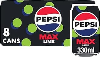 Pepsi Max Lime No Sugar Soft Drinks, 8 x 330ml