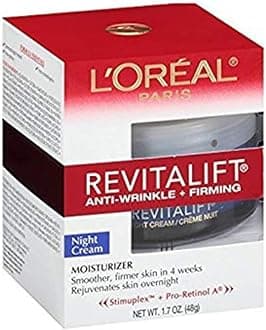 L'Oreal Paris, RevitaLift Anti-Wrinkle + Firming Night Cream Moisturizer 1.7 oz (Pack of 4)