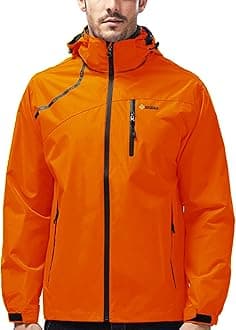 Kugnala Mens Lightweight Waterproof Jacket Windproof Rain Hooded jackets for Men Hiking Cycling Travel M-5XL