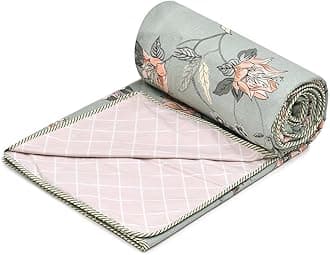 COZY FURNISH Super Soft Brushed Microfiber Cotton 3 Layer Breathable Double Dohar Lightweight Bed Dohar 84X96(Inches) 213X243(CM) Flannel Dohar Throws for Bed (Green Flower)