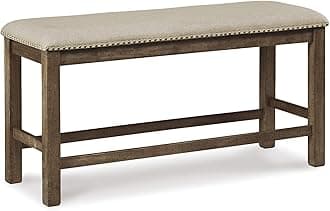 Morriville Counter Height Upholstered Dining Room Bench, Brown