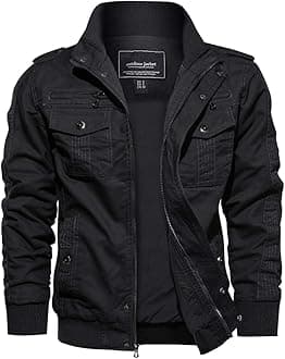 Men's Casual Cotton Military Bomber Jacket Winter Outerwear Windbreaker Cargo Jacket Multi Pockets