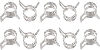 sourcing map 10pcs 7mm Spring Band Type Action Fuel/Silicone Vacuum Hose Pipe Clamp Low Pressure Air Clip Clamp, Nickel Plated