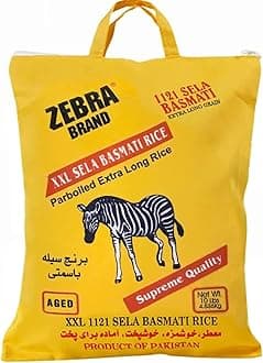 Zebra Basmati Rice - 1121 Sela XXL Parboiled Rice, (10 Lb) Extra Long Grain