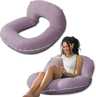 INSEN Reading Pillow, Back Pillow for Sitting in Bed for Reading, Nurse & Relax, Reading Pillow for Adults, Moms & Kids, Sit Up Pillow for Bed, Cooling Jersey Cotton, PurpleOEKO-TEX STANDARD 100