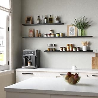 Boswillon 70.9 Inches Long Floating Shelves, 2 Set Modern Wall Shelf for Bedroom, Nursery Book Shelf with Lip, Picture Ledge Shelf for Wall Decor Living Room Bathroom Kitchen - Black