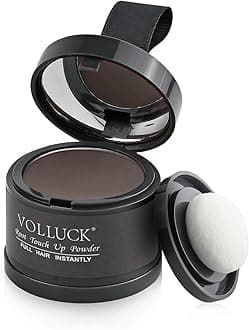 VOLLUCK Root Touch up Powder, Instant Hairline Powder for Thinning Areas and Gray Hair Coverage, Natural and Non-greasy Root Cover up for Women and Men (Medium Brown, 0.14 Ounce)