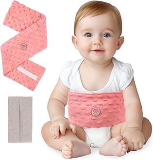 Colic and Gas Relief for Newborns and Infants, Heated Tummy Wrap, Baby Swaddling Belt with Soothing Warmth, Natural Relief for Upset Stomach in Babies Toddlers, 0-3 Years (Watermelon Red)