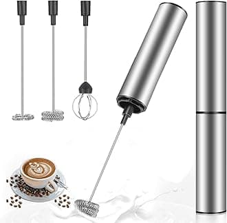 MOSUO Electric Milk Frother, USB Rechargeable Milk Frother and Mini Beater with Dual Whisk Head, Stainless Steel Mixer for Coffee Cream Cappuccino Latte Cocktails Juice