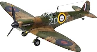 Supermarine Spitfire Mk.Ia 1:48 Scale WW2 Military Aircraft Model Kit for Kids 8+ and Adults, Unpainted, Not Foldable
