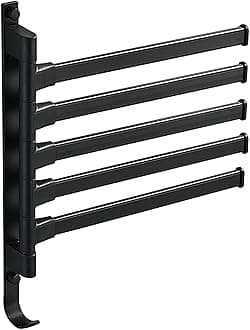 Towel Rack,180° Swivel Towel Rack,Advanced Materials Multi-Arm Towel Bar,Space Saving Wall Mounted Towel Holder with Hook,Rustproof Swing Out Towel Hanger for Bathroom,Kitchen (5-bar)